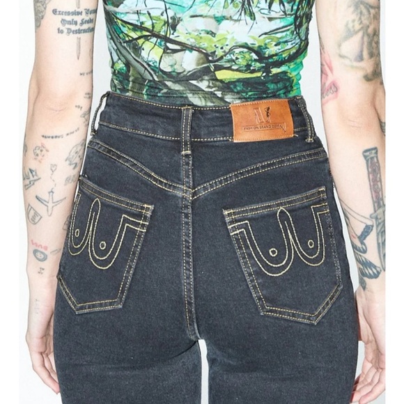 Fashion Brand Company Nap jeans Black Denim with yellow thread - Picture 1 of 7